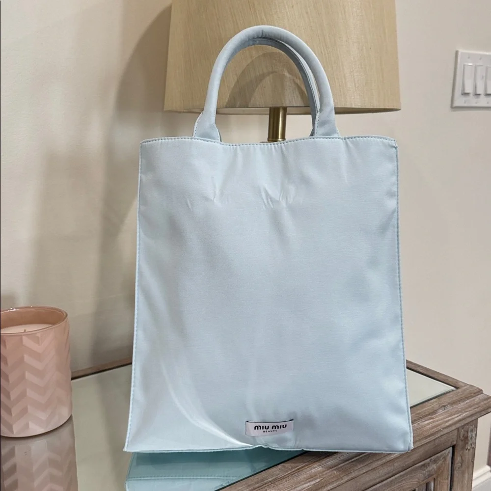 NEW Authentic Miu Miu Luxury Brand Beauty Tote Blue & Black, Large Size - Picture 7 of 10